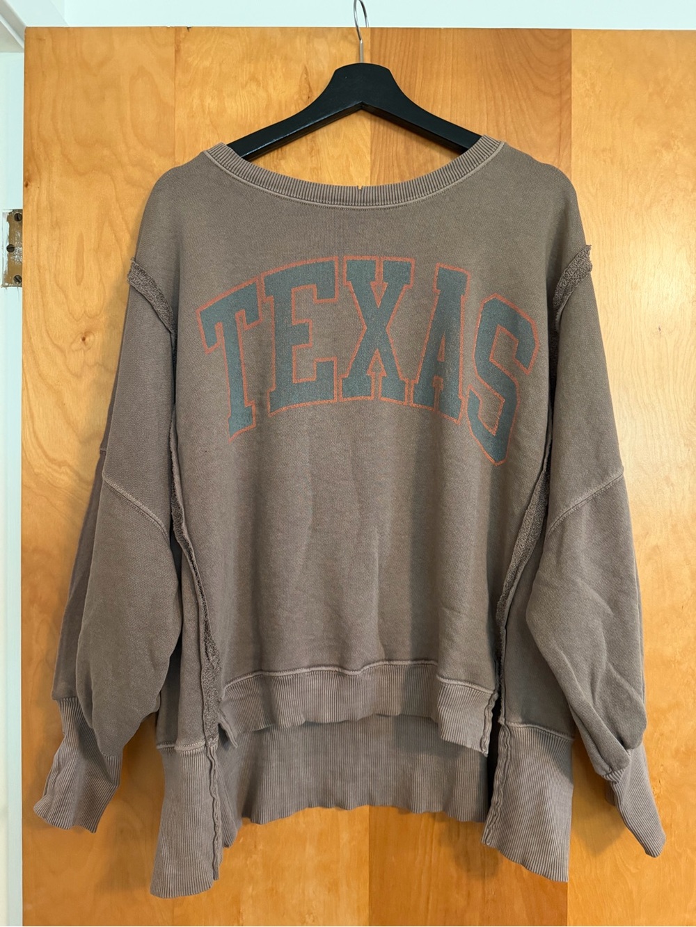 We The Free Texas Graphic Crewneck Sweatshirt - Brown with Orange Accent